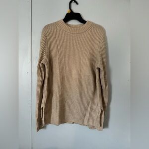 Vince Women's Beige Ribbed Crewneck Sweater
